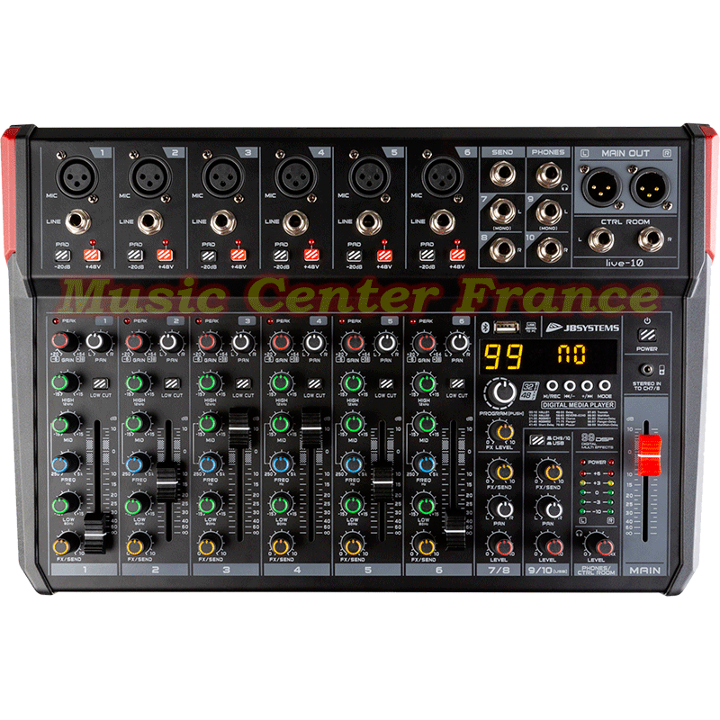 JBSystems JB Systems Live10 LIVE-10 console musicien USB bluetooth vue top