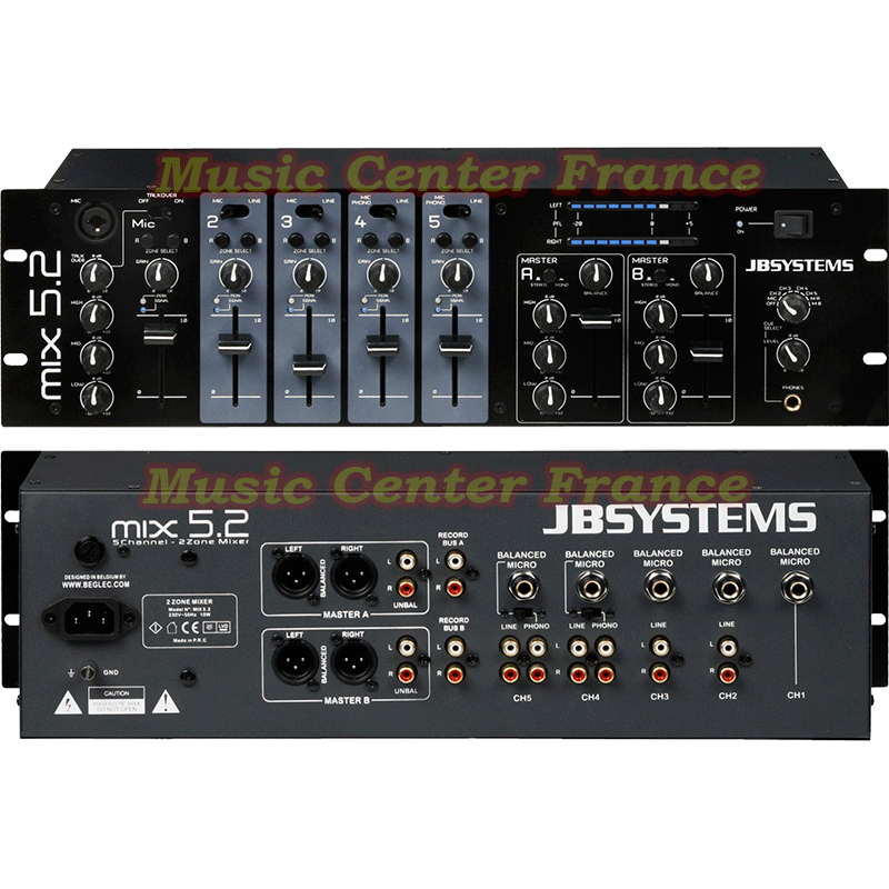 JBSystems MIX 5.2 - JB Systems MIX5.2 : table de mixage pour installation bar, restaurant