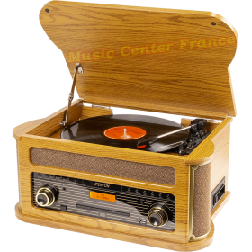 Fenton Memphis bois clair platine vinyle CD cassette radio FM DAB+ USB Bluetooth look rétro vintage vu01