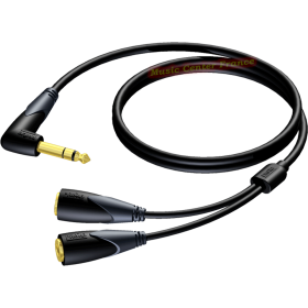 ProCab CLA720 - CLA 720 - 1 m : cordon 1 Jack 6.35 mâle stéréo vers 2 Jack 6.35 femelle stéréo