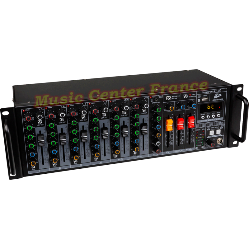 JBSystems Liverack10 JB Systems Liverack-10 console de mixage musicien 10 entrées 7 voies USB Bluetooth vue gauche