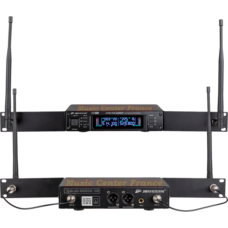 JBSystems JB Systems HF-PRO Twin Diversity récepteur pour micro HF-PRO MIC et ou serre-tête HF-PRO BPACK rack